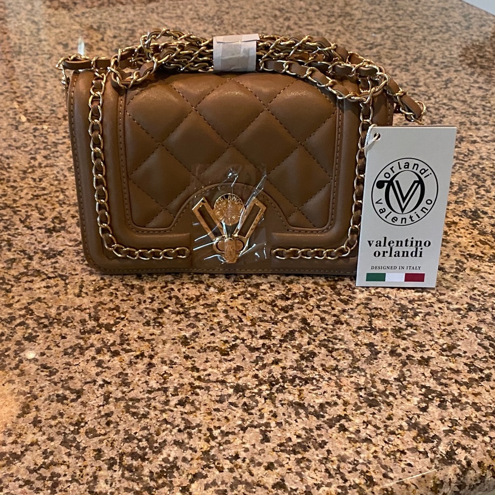 Valentino Orlandi Quilted Brown Crossbody Bag